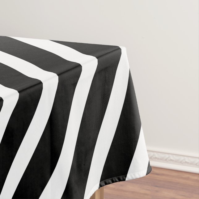 Toalha De Mesa Tiras Modernas | Preto Elegante E Branco Estimulad (Posição Original)