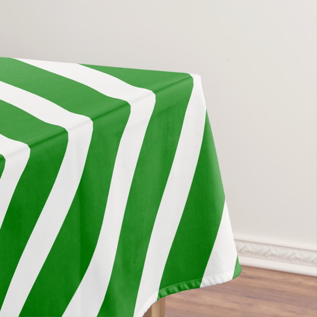 Toalha De Mesa Tiras Modernas | Primavera verde e branco riscados (Posição Original)