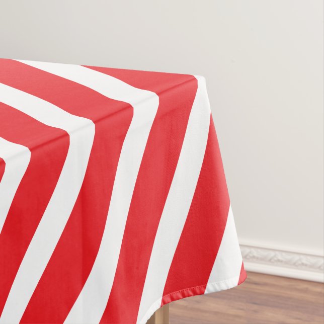 Toalha De Mesa Tiras Modernas | Vermelho e Branco Glamor Strike (Posição Original)