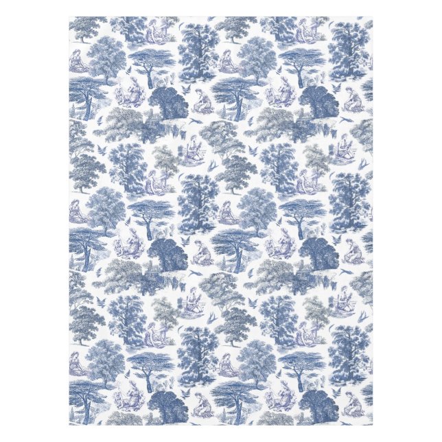 Toalha De Mesa Toile Clássica Rustic Blue Country (Frente)
