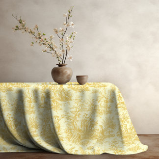 Toalha De Mesa Tóile de jouy amarelo Elegante