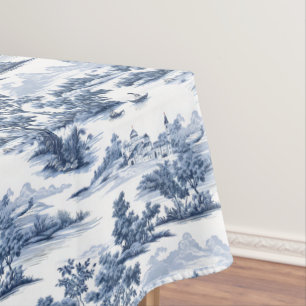 Toalha De Mesa Toile de jouy, china azul, porcelana, salgueiro az