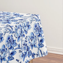 Toile de Jouy de Magnolias Azul e Branca