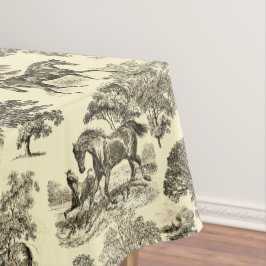 Toalha De Mesa Toile Elegante Beige Rustic Horses