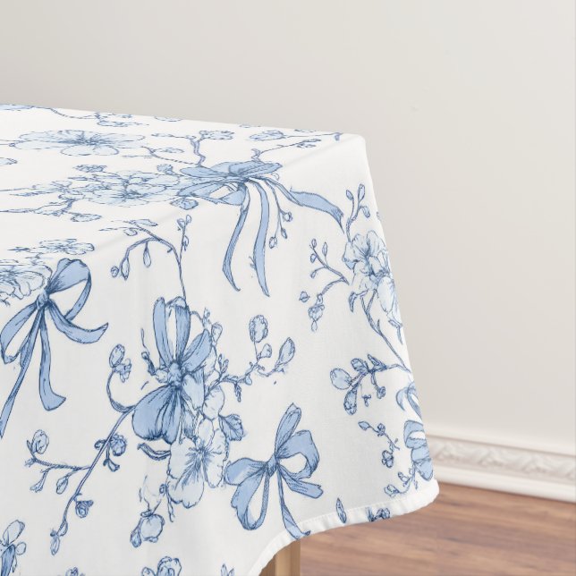 Toalha De Mesa Toile Francesa Floral Azul (Posição Original)