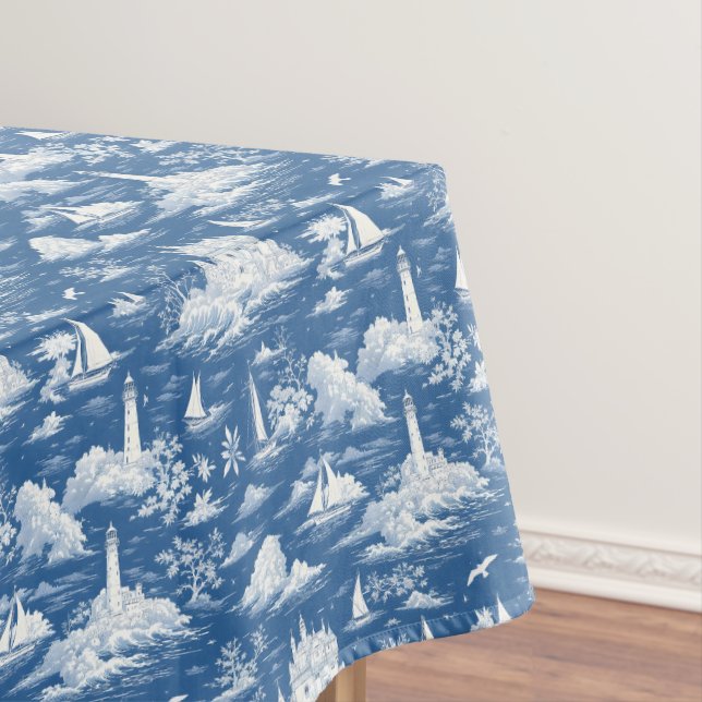 Toalha De Mesa Toile Náutica Azul (Posição Original)