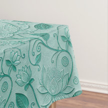Tons Verde Pastel Flor de Lótus com Efeito Repuxad