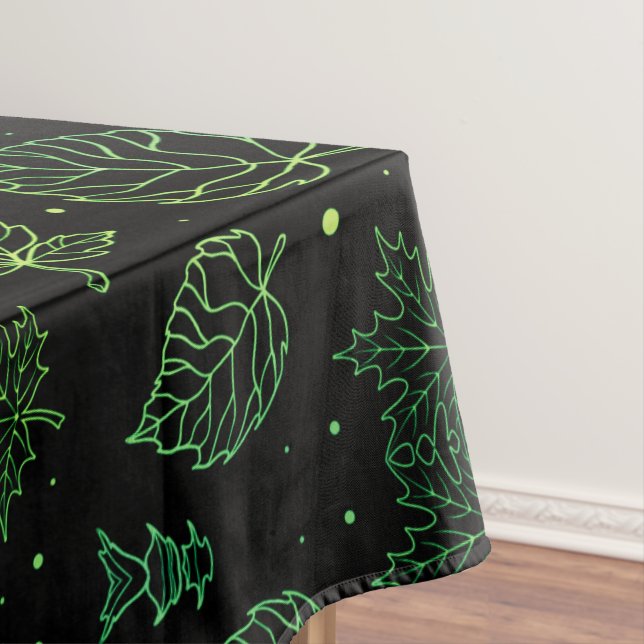 Toalha De Mesa Toque de Elegância Verde Folhas em Preto (Posição Original)