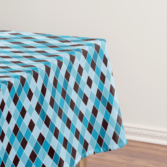 Toalha De Mesa Toque ininterrupto de lozenge azul original (Posição Original)