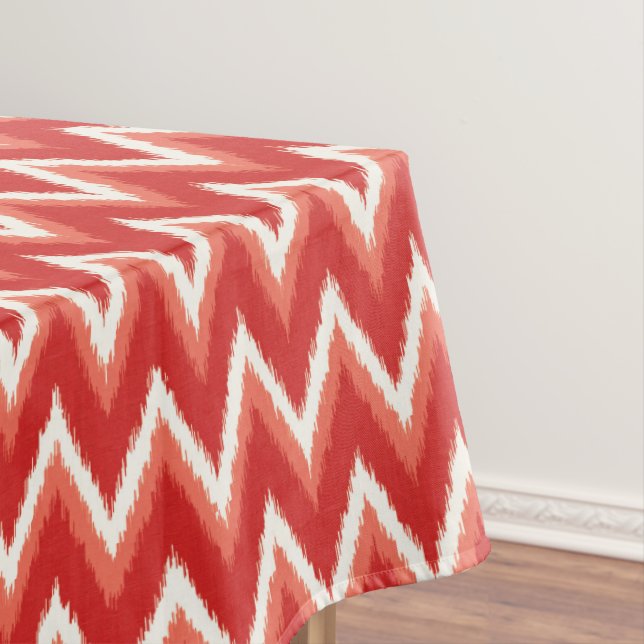 Toalha De Mesa Traços Ikat Chevron - Laranja e Branco (Posição Original)