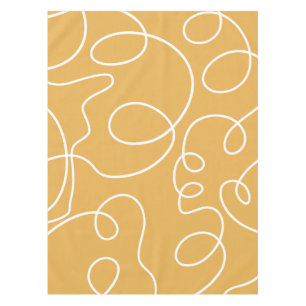 Toalha De Mesa Traços Mínimos de Linha Moderna Amarelo