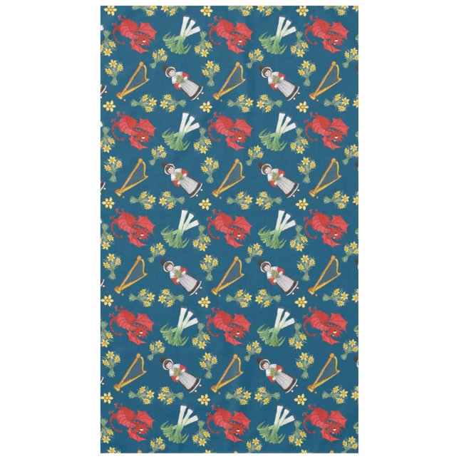 Toalha De Mesa Traje de Galês e emblemas, Tablecloth azul do (Frente)