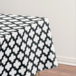 Toalha De Mesa Trellis branca e preta, lete, quatrefoil
