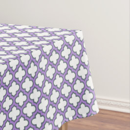 Toalha De Mesa Trellis branca e roxa, lete, quatrefoil