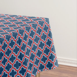 Toalha De Mesa Trellis, Latice, Quatrefoil, azul e vermelho marro