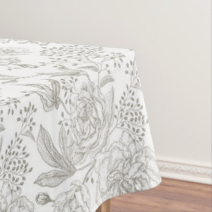 Toalha De Mesa Trendage vintage cores neutras cinzas flores