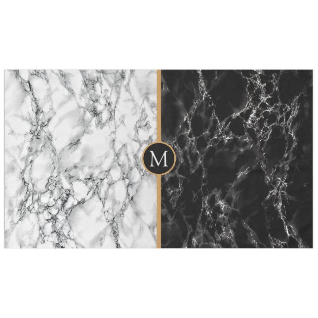 Toalha De Mesa Trendy Black & White Marble Stone - Adicionar Sua  (Frente (Horizontal))