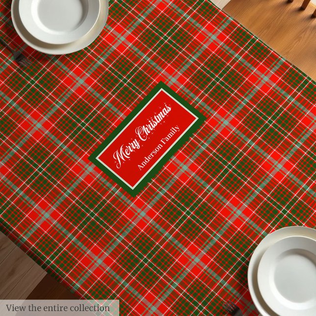 Toalha De Mesa Trendy Christmas Tablecloth Red Green Monogram Art (Trendy Christmas Tablecloth Red Green Monogram Art)
