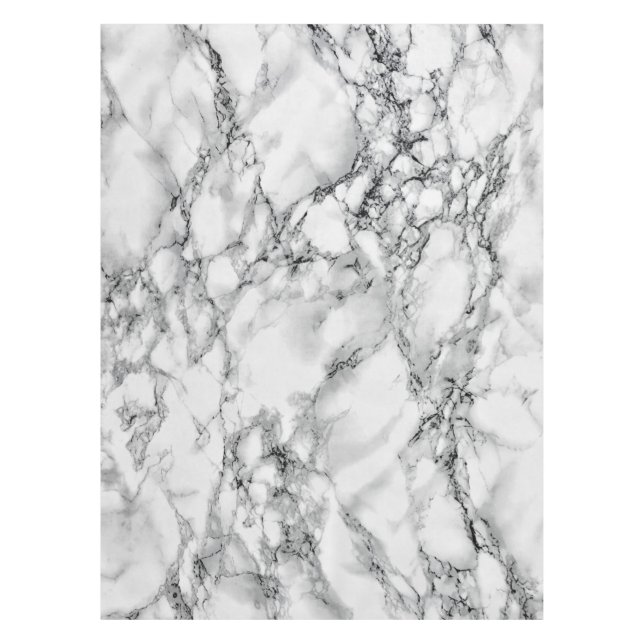 Toalha De Mesa Trendy White Marble Stone (Frente)