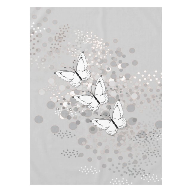 Toalha De Mesa Três Borboletas Brancas (Frente)