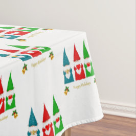 Toalha De Mesa Três Gnomos de Natal Colorfu na Tableta Branca