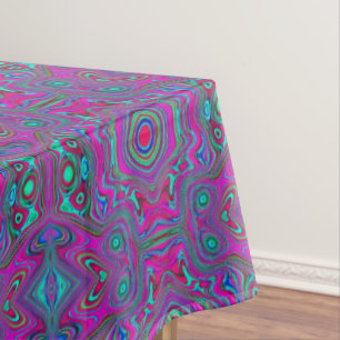 Toalha De Mesa Trippy Retro Magenta, Abstrato azul e verde