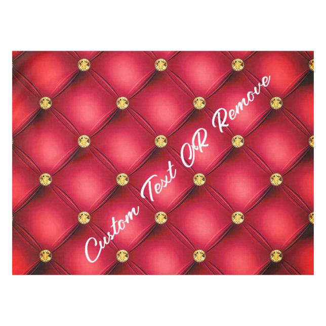 Toalha de Mesa Tufted Dourado Vermelho com Texto P (Frente (Horizontal))