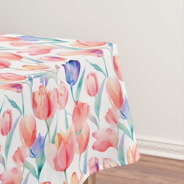 Toalha De Mesa Tulipas de Aquarela Tablecloth (Posição Original)