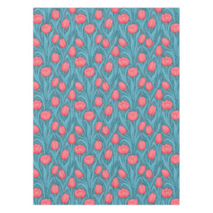 Toalha De Mesa Tulipas em azul e vermelho