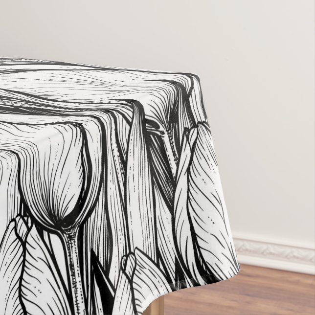 Toalha De Mesa Tulipas em preto e branco (Posição Original)