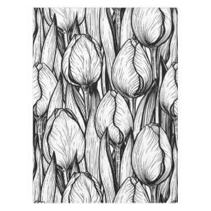 Toalha De Mesa Tulipas em preto e branco