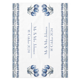 Toalha De Mesa Tulipas no Azul Delft personalizáveis