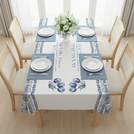 Toalha De Mesa Tulipas no Azul Delft personalizáveis