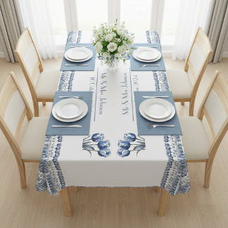 Toalha De Mesa Tulipas no Azul Delft personalizáveis