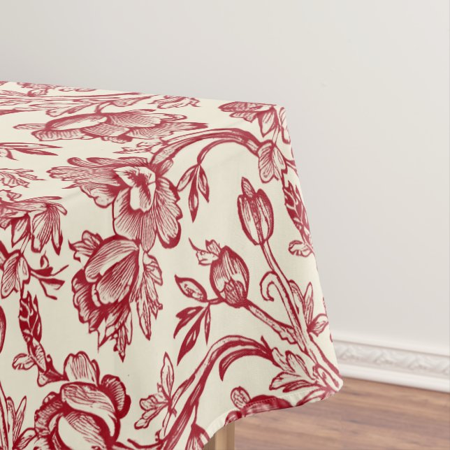 Toalha De Mesa Tulipas Vermelhas e Creme Toile - Decor Nacional F (Posição Original)