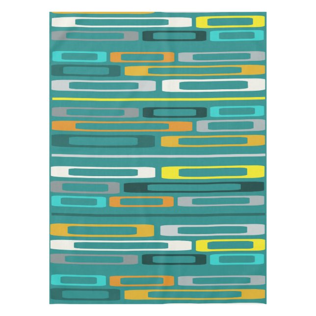 Toalha De Mesa Turquesa das rochas planas retrô-meio século (Frente)