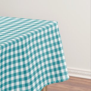 Toalha De Mesa Turquesa e guingão branco
