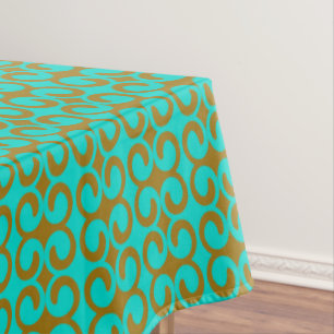 Toalha De Mesa Turquesa e Padrão Elegante Castanho