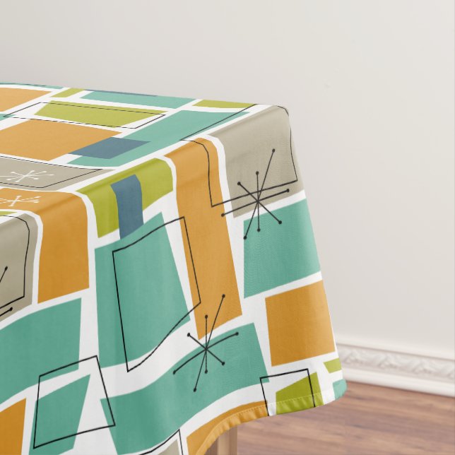 Toalha De Mesa Turquesa Laranja Laranja Verde Praça Verde Starbur (Posição Original)