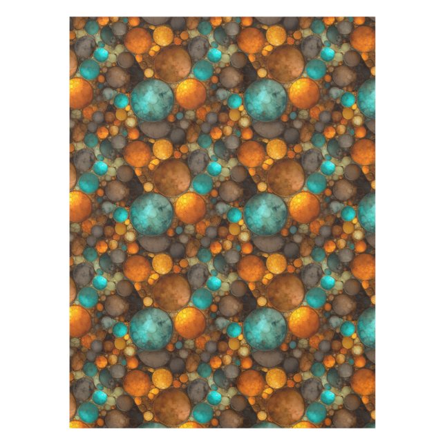 Toalha De Mesa Turquoise Brown Abstract Fractal Pattern (Frente)
