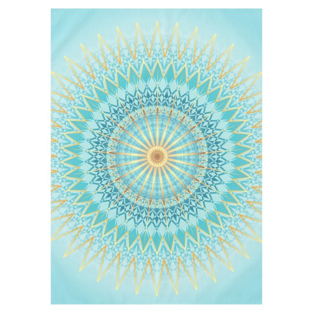 Toalha De Mesa Turquoise Dourada Boho Mandala (Frente)