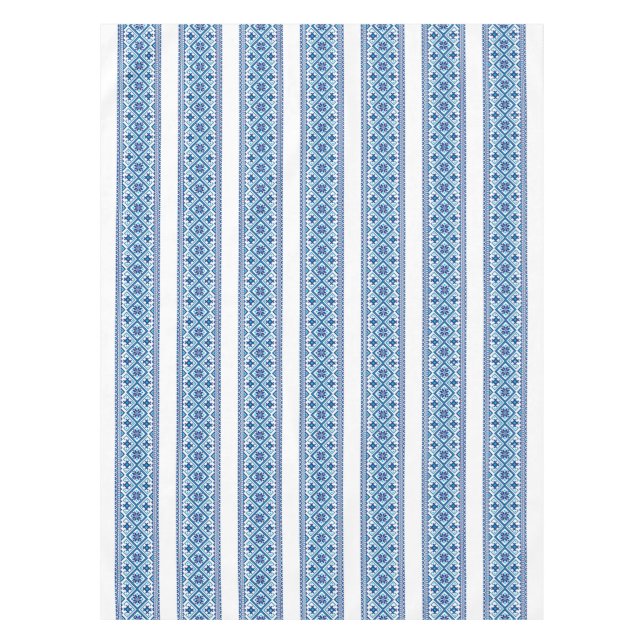 Toalha De Mesa Ukrainian traditional vushuvanka folk pattern blue (Frente)