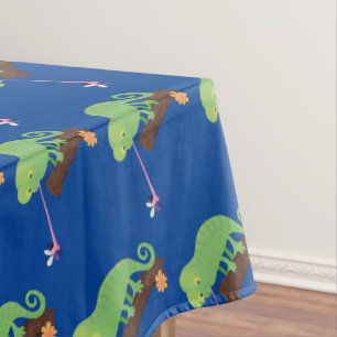 Toalha De Mesa Um desenho animado verde-feliz chameleon lagarto