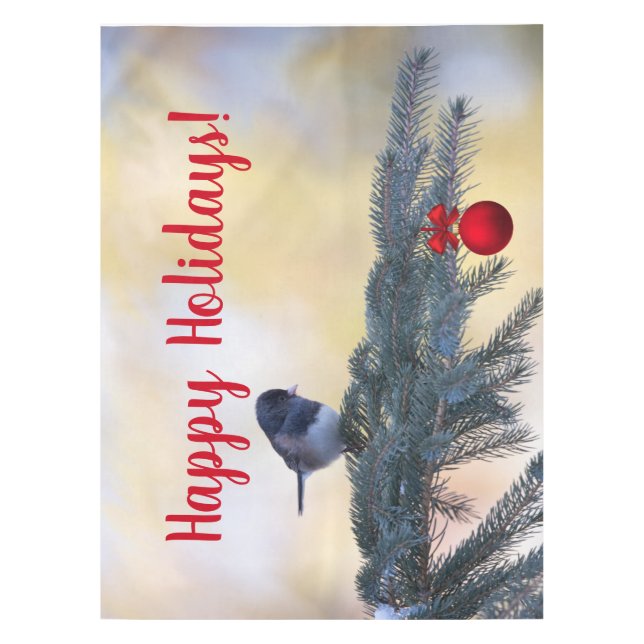 Toalha De Mesa Um sabiá desejando seus feriados felizes! (Frente)