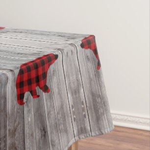 Toalha De Mesa ursinho de xadrez de búfalo vermelho de madeira ru