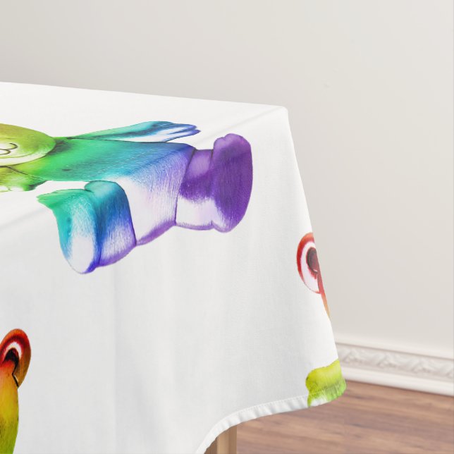 Toalha De Mesa Urso arco-íris com metal escovado do SlipperyJoe (Posição Original)