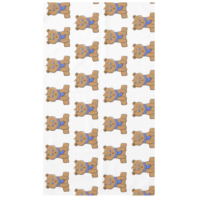 Toalha De Mesa Urso de pelúcia vestindo lenço azul (Frente)