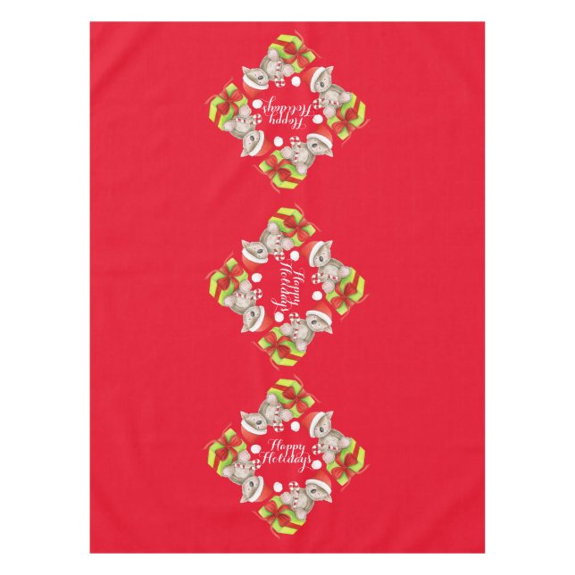 Toalha De Mesa Urso Koala bonito e tostões vermelhos (Frente)