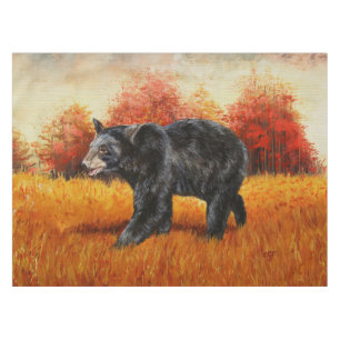 Toalha De Mesa Urso Negro na Floresta do outono