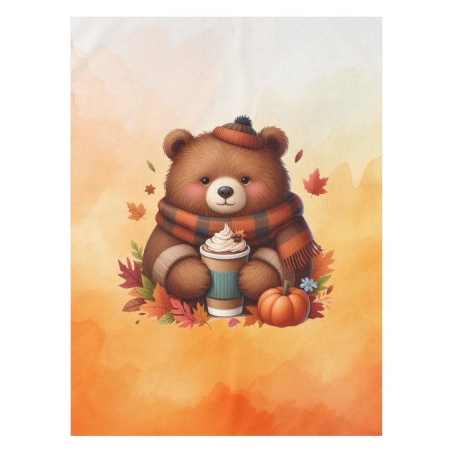 Toalha De Mesa Urso Russo/Vintage de outono (Frente)